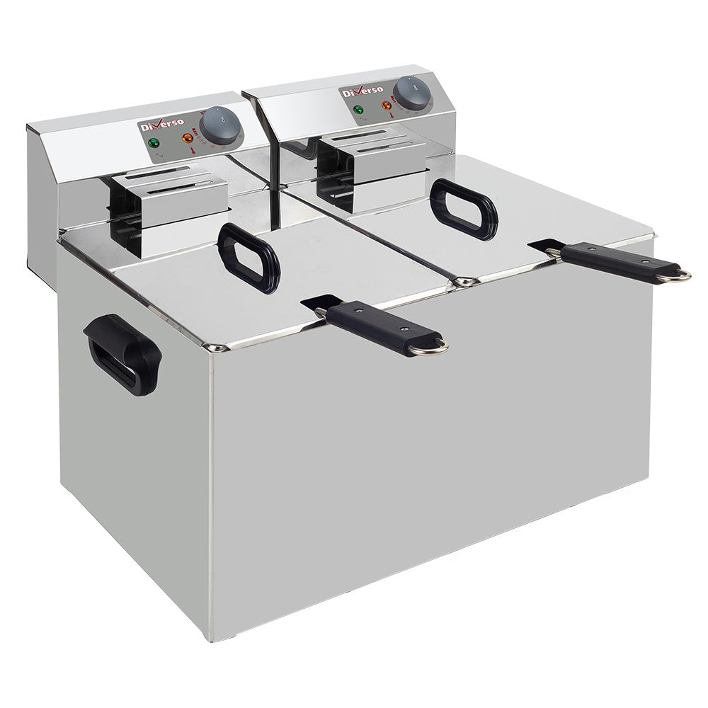 Friteuse électrique de table Diverso, double capacité de 7 litres, design compact et pratique pour la cuisine domestique.