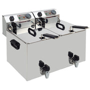 Friteuse de table électrique 2x 10 litres + robinet de vidange