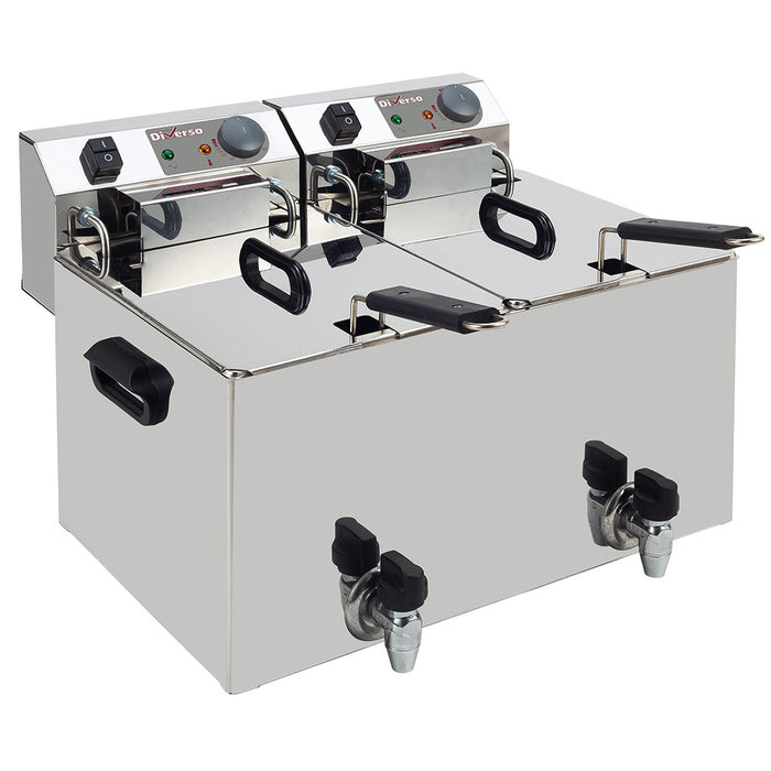 Friteuse de table électrique 2x 10 litres + robinet de vidange