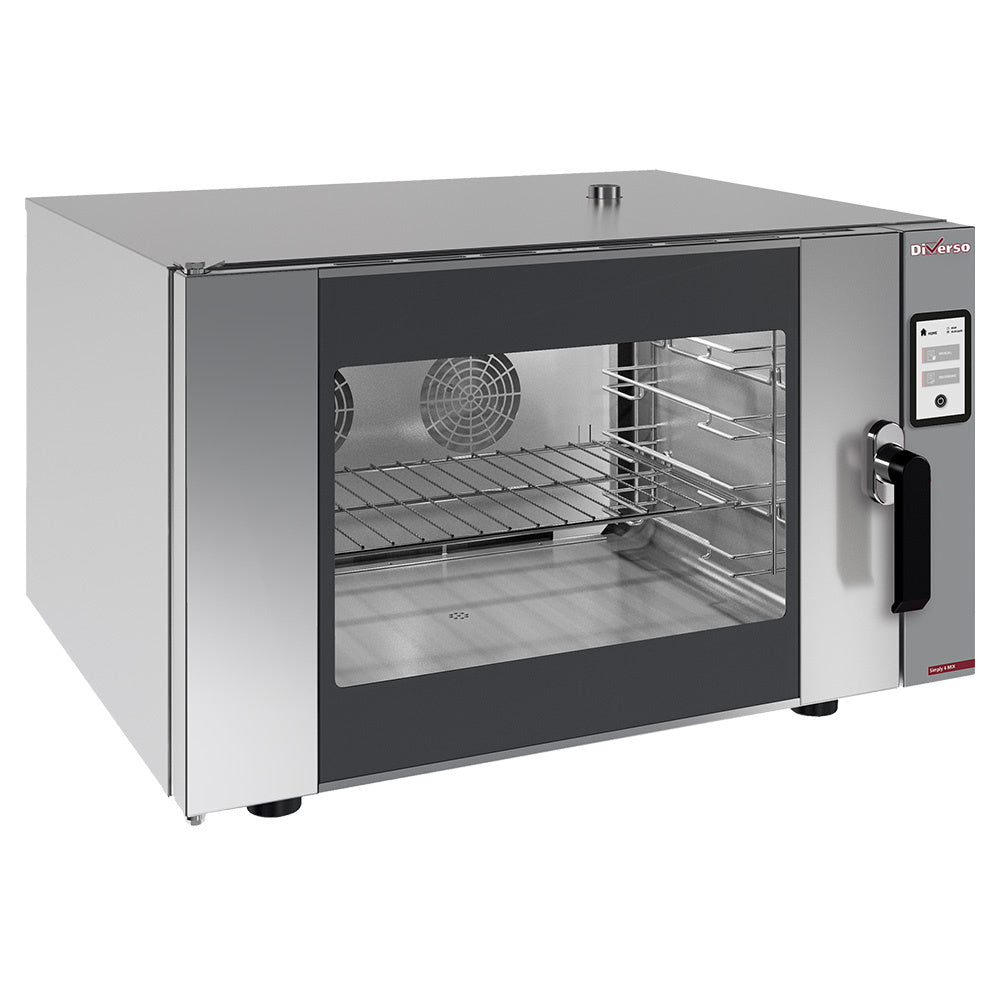 Four électrique vapeur-convection Diverso avec écran tactile, 2 vitesses et sonde à cœur pour cuisson précise.