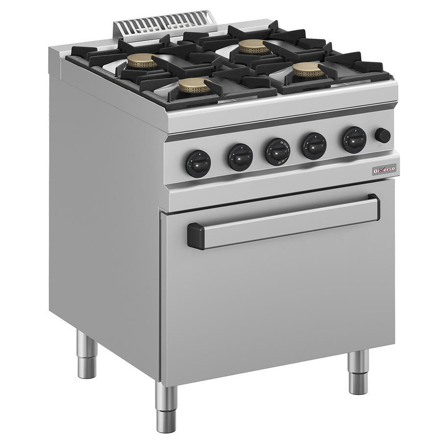 Fourneau gaz 4 feux vifs, sur four gaz GN 2/1