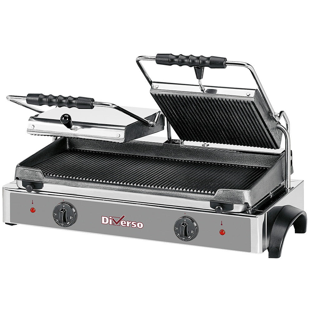 Grill panini électrique DOUBLE, plaques rainurées