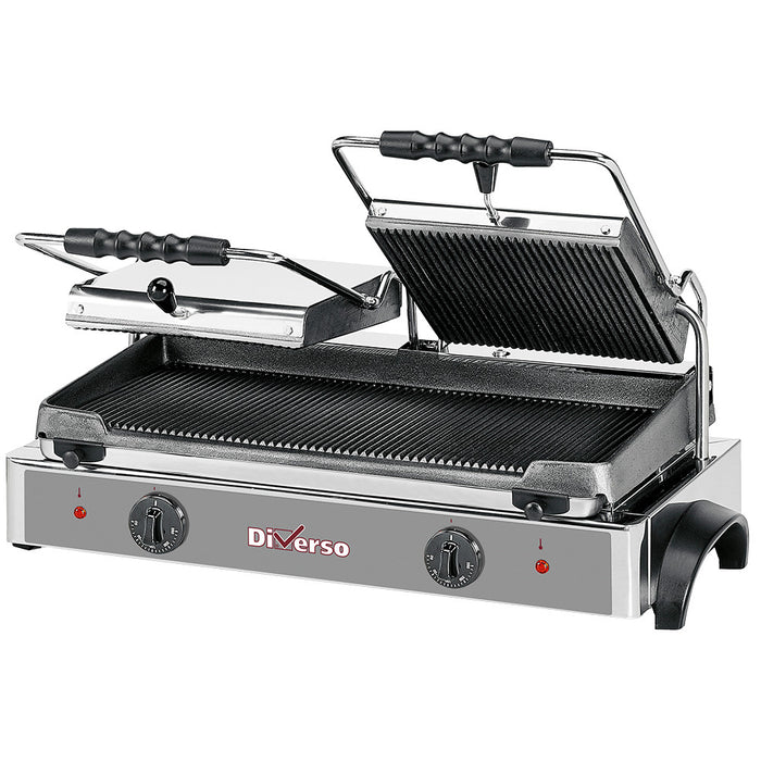 Grill panini électrique DOUBLE, plaques rainurées