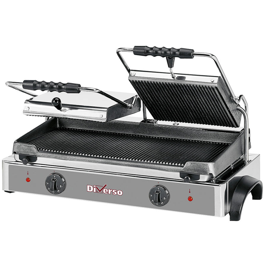 Grill panini électrique DOUBLE, plaques rainurées