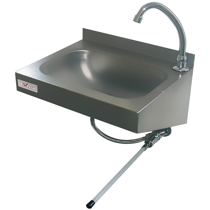 Lavabo mural en mobilier inox pour lave-mains hygiène, présenté dans un environnement professionnel, par Diverso.