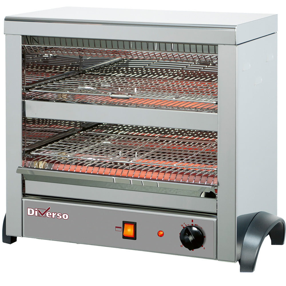 Grille-pain Diverso avec 6 pinces en quartz, conçu pour toaster efficacement et en toute sécurité.
