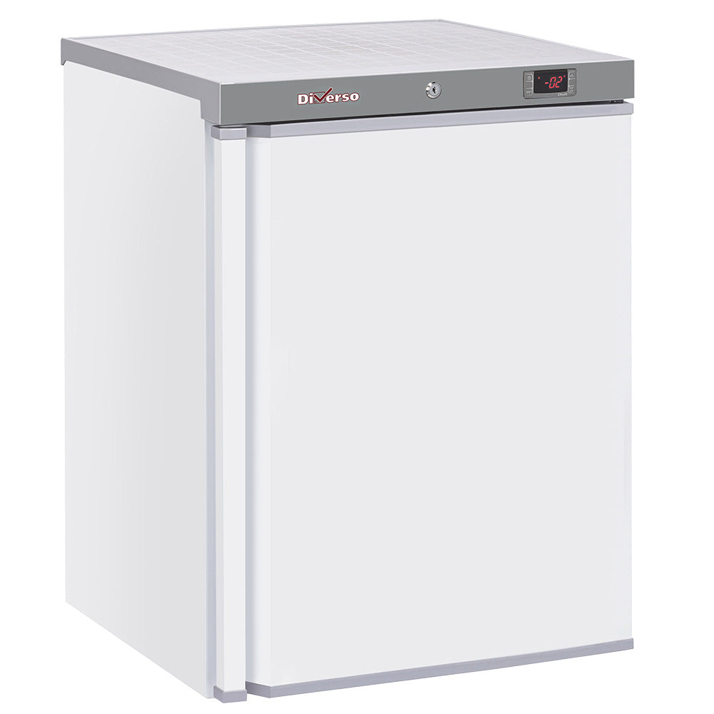 Congélateur statique blanc de 200 litres Diverso, vue de face avec porte fermée, intérieur non visible.