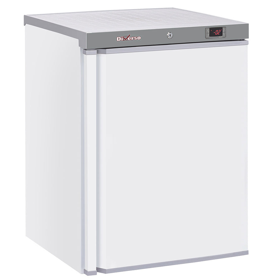 Congélateur statique blanc de 200 litres Diverso, vue de face avec porte fermée, intérieur non visible.