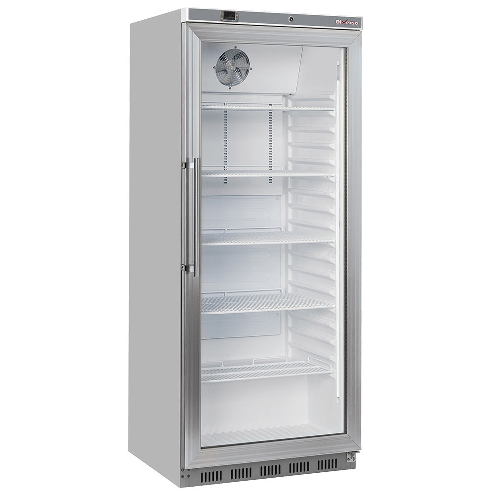 Armoires frigorifiques vitrées Diverso en acier inox, porte vitrée ventilée pour 600 Litres, modèle GN 2/1.