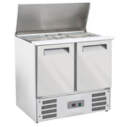 Saladette avec couvercle 2x GN1/1+3x GN 1/6-150 mm + reserve 2 portes GN 1/1