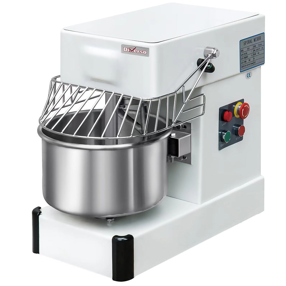 Pétrin à spirale Diverso de 10 litres sur roues, machine professionnelle pour pétrir la pâte en cuisine.