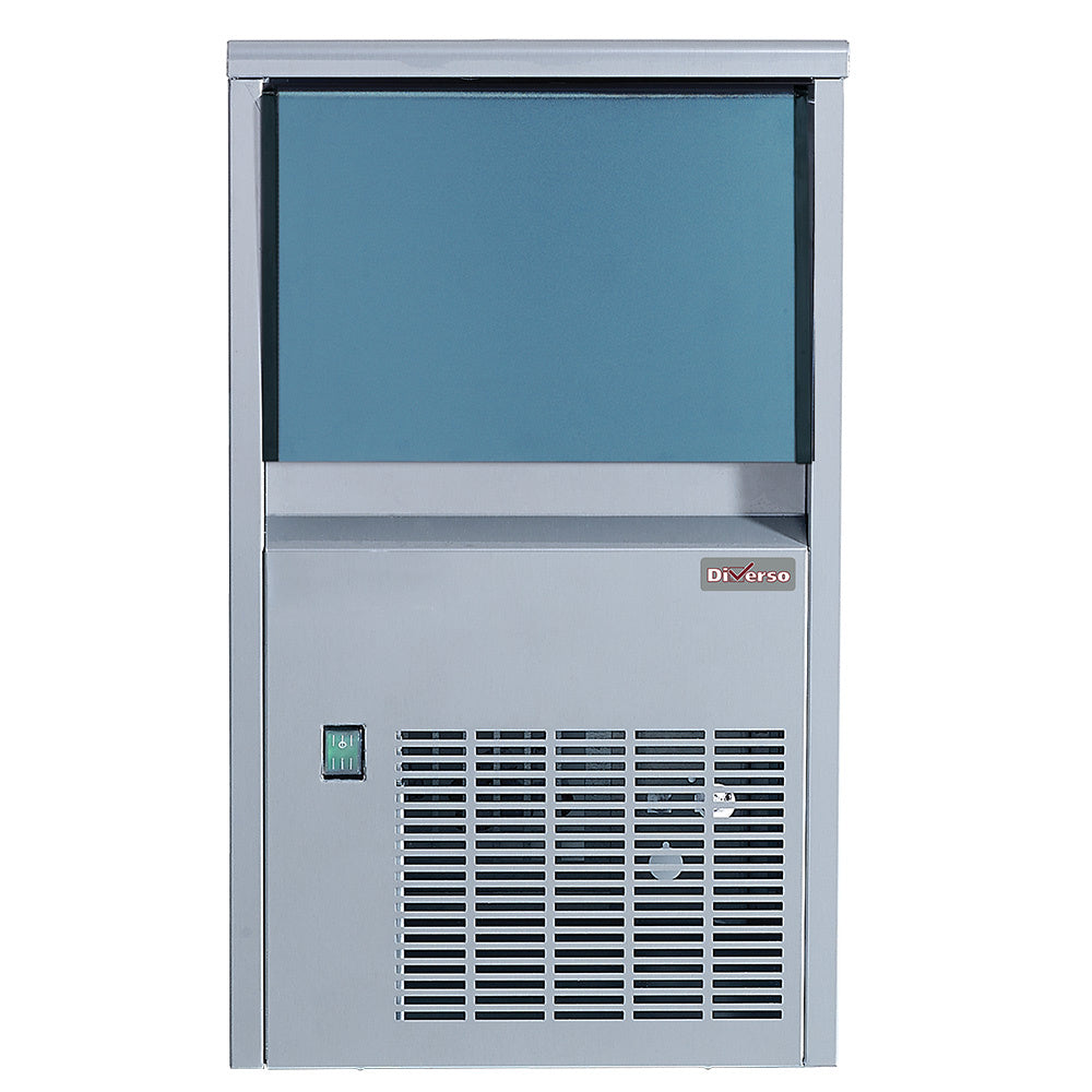Machine à glaçons pleins (14 gr) 24kg/24h,avec réserve 6 kg inox