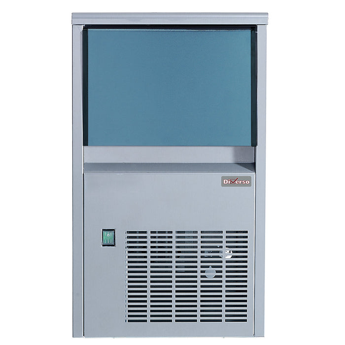 Machine à glaçons pleins (14 gr) 24kg/24h,avec réserve 6 kg inox