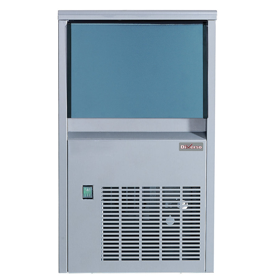 Machine à glaçons pleins (14 gr) 24kg/24h,avec réserve 6 kg inox