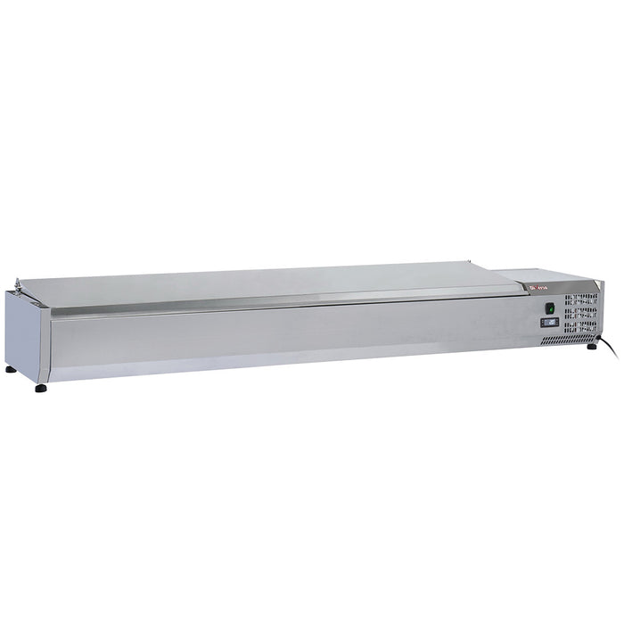 Structure réfrigérée Diverso 10x GN1/4 avec couvercle en inox, hauteur 150 mm, pour stockage alimentaire.