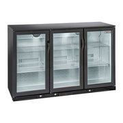 Refroidisseur de bouteilles "arrière bar" ventilé, 3 portes  vitrées battantes