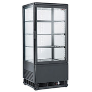 Vitrine de table ventilée, 4 faces vitrées, 4 niveaux, 80 litres - "Noire"