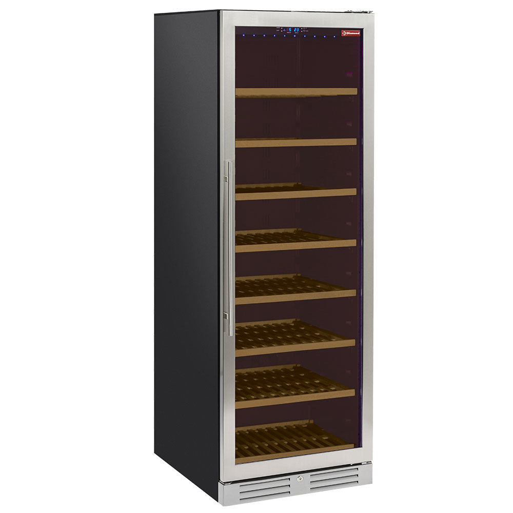 Vitrine cave à vins, ventilée, porte en acier inox, 470 Lt. - NOIRE