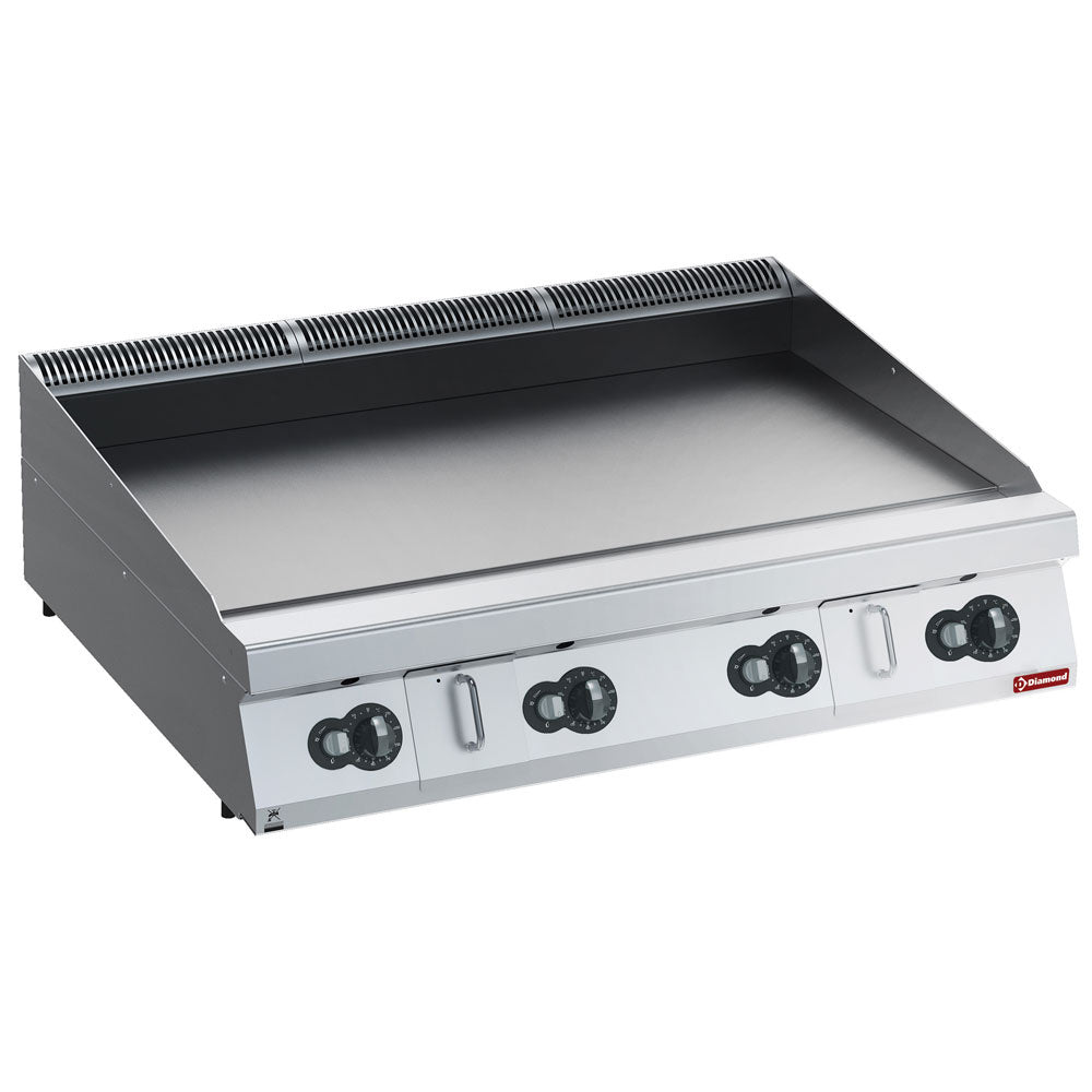 Plaque de cuisson gaz Diamond HP lisse en nitro chrome, design moderne, surface résistante et facile à nettoyer.
