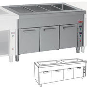 Élément bain-marie sur armoire chauffante 2x 3 GN 1/1