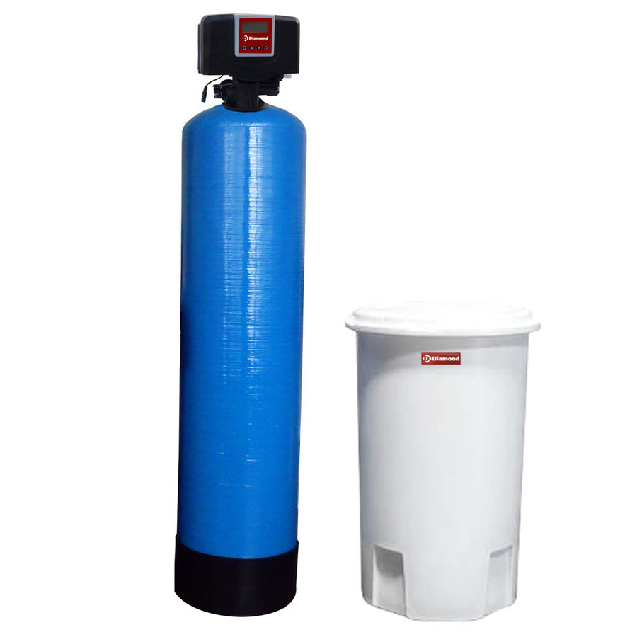 Adoucisseur d'eau Diamond chrono-volumétrique 60 L avec bonbonne externe, affichage numérique et système de filtration efficace