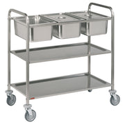 Chariot de service inox, 3x GN 1/1 + 2 niveaux