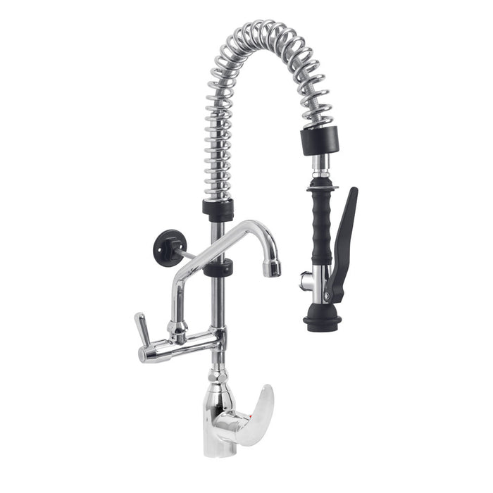 Douchette acier inox et robinet avec groupe mitigeur monocommande (Sortie MONO)