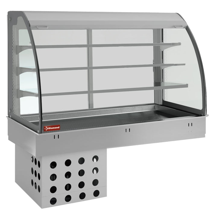 Elément top et vitrine sur 3 niveaux ouverte (avec rideau), réfrigérés, ventilés, 5x GN 1/1