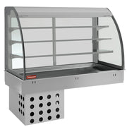 Elément top et vitrine sur 3 niveaux ouverte (avec rideau), réfrigérés, ventilés, 4x GN 1/1