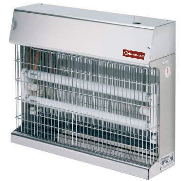 Exterminateur d'insectes mural en acier inox Diamond, robuste et durable, pour une installation efficace contre les insectes.
