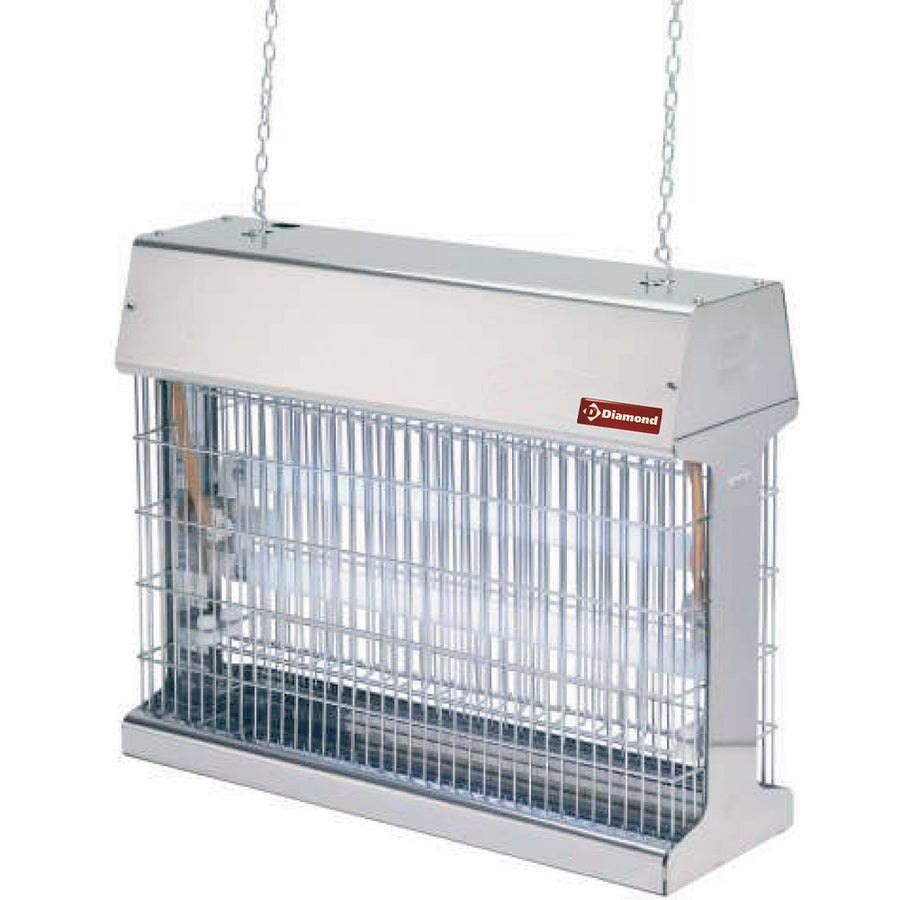 Exterminateur d'insectes plafonnier en acier inox Diamond, design moderne et durabilité pour l'élimination des insectes.