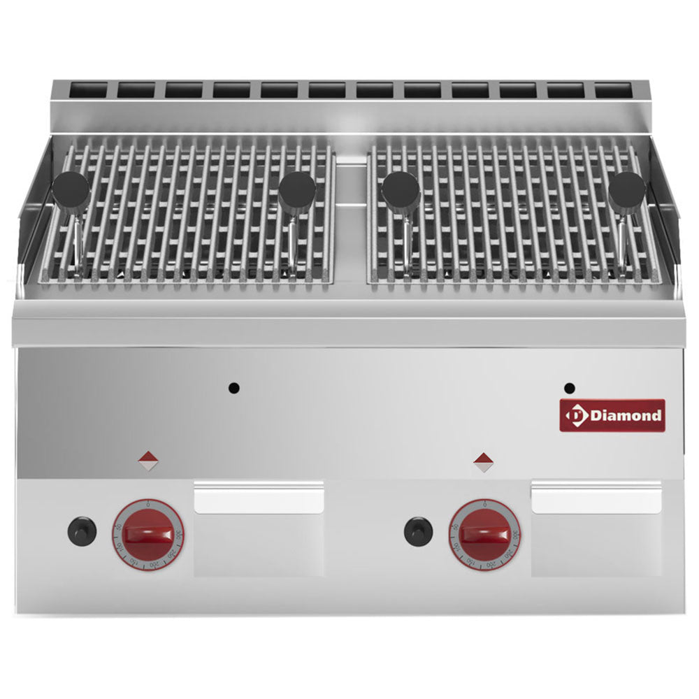 Grill pierres de lave gaz avec grille de cuisson en fonte -Top-