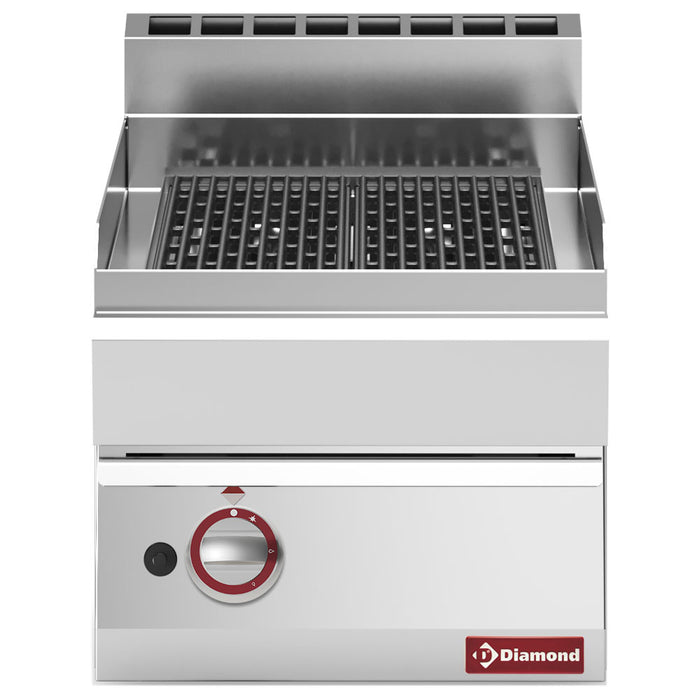 Grill-vapeur à gaz Diamond avec grille de cuisson en fonte, idéal pour préparer des plats sains et savoureux.