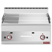 Plaque de cuisson à gaz 2/3 lisse - 1/3 rainurée -Top- chrome dur "50 µm"