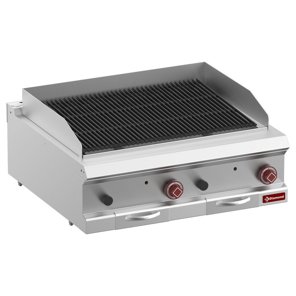 Grill pierre de lave, module 1/1, grille en fonte "double face"-Top-