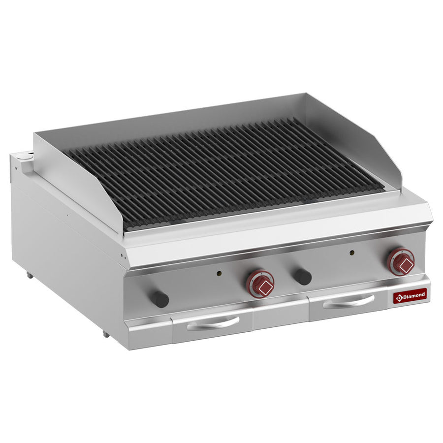 Grill pierre de lave, module 1/1, grille en fonte "double face"-Top-
