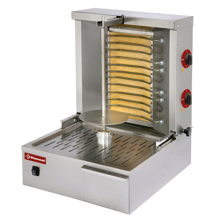 Gril électrique à gyros Diamond, cuisson de 20 kg, plaque chauffante en acier inoxydable, utilisé pour la cuisson de gyros.