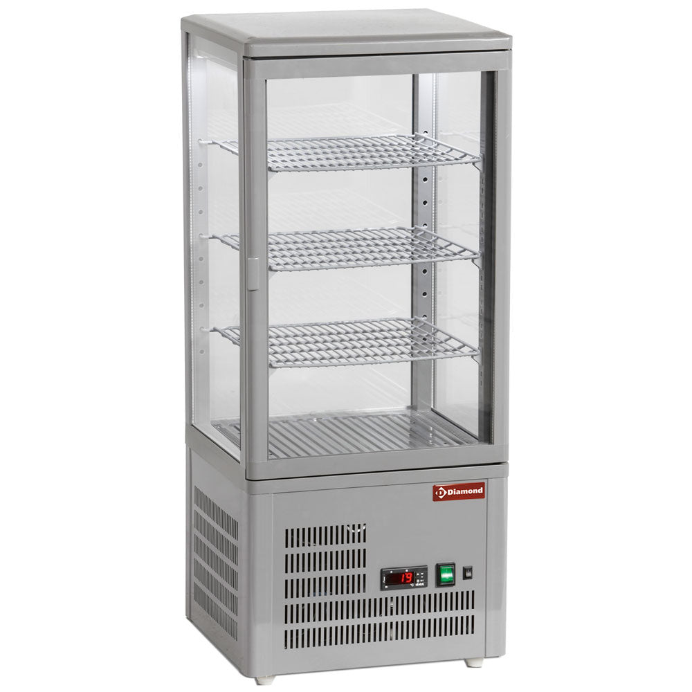 Vitrine de table ventilée, 4 faces vitrées, 4 niveaux "Grey"