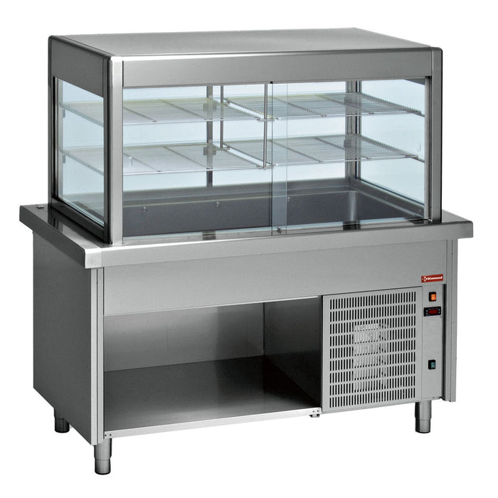 Élément top et vitrine réfrigerée sur meuble ouvert 4x GN 1/1