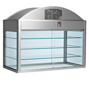 Vitrine réfrigérée indépendante Diamond avec fond, affichant un espace de stockage réfrigéré en verre.