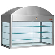 Vitrine neutre indépendante Diamond avec fond, structure en verre transparent et cadre en métal pour présentation élégante.