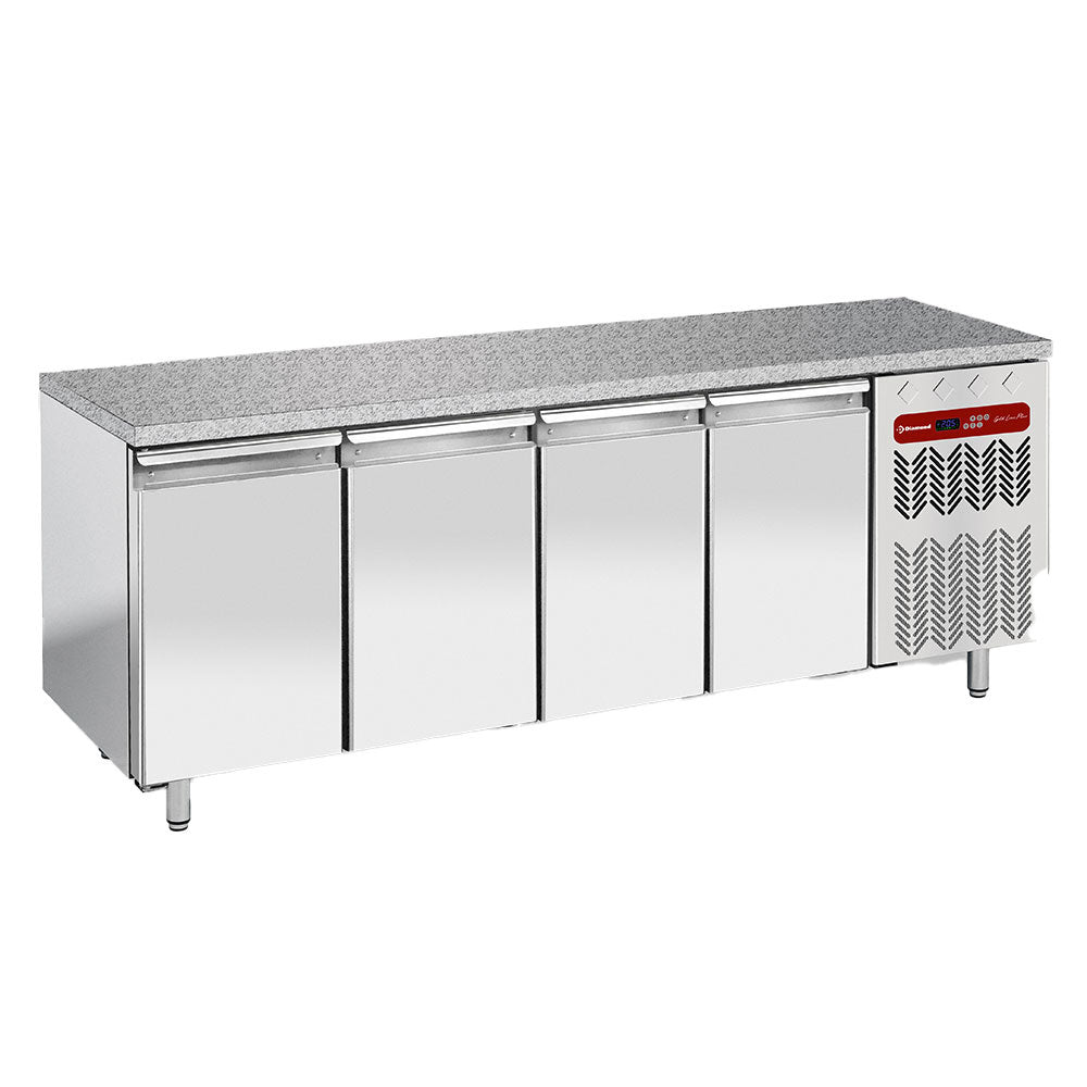 Table frigorifique, ventilée, 4 portes EN 600x400 - Top en granit