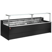 Vitrine réfrigérée Diamond noire avec porte vitrée droite à 90°, ventilée, réserve intégrée, pour exposition alimentaire.