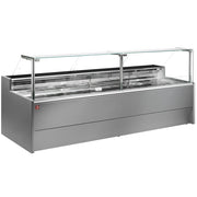 Vitrine réfrigérée Diamond avec porte droite à vitre inclinée à 90°, ventilation, réserve, finition grise, pour exposition alimentaire.