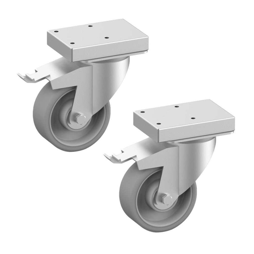 Roues en acier inox avec frein  Ø 100 mm (2 pièces)