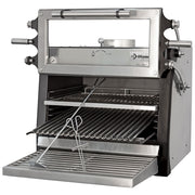 Four-BBQ  à charbon, GN 1/1 (60 Kg/h) - Porte relevable/Inox