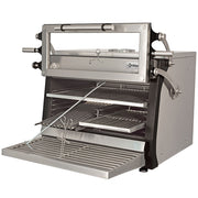 Four-BBQ  à charbon, GN 1/1+ GN2/4 (75 Kg/h) - Porte relevable/Inox