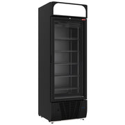 Vitrine ventilée négative vitrée 496  litres - 6 niveaux avec caisson lumineux - NOIRE