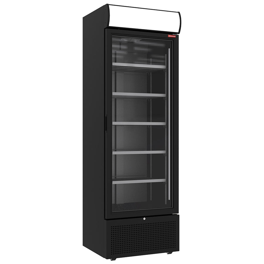 Vitrine ventilée positive 494 litres NOIRE avec caisson lumineux