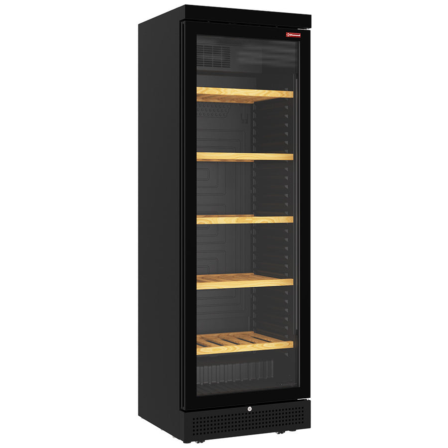 Vitrine cave à vins ventilée 382 litres - 5 niveaux - sans cadre - NOIRE